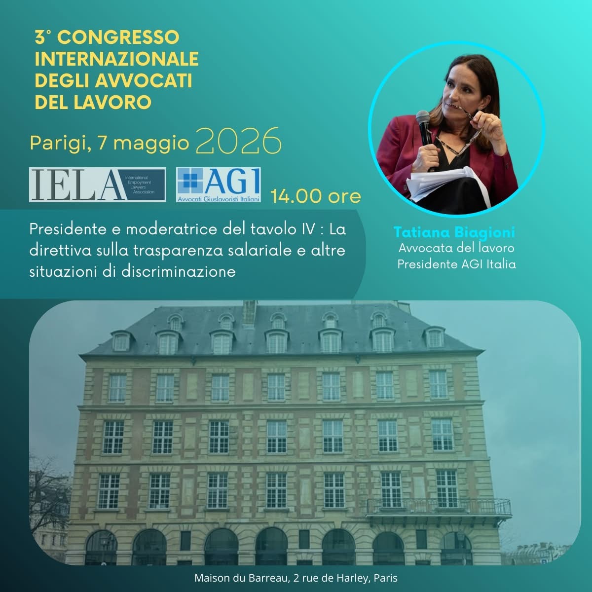 Terzo Congresso internazionale degli Avvocati del lavoro a Parigi, organizzato da IELA 